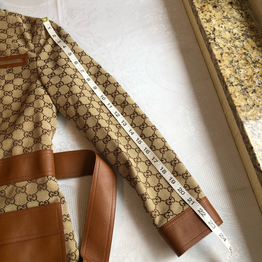 Gucci Canvas/Leather GG Classic Trench Coat Beige/Ebony Women's Size 40(M) - Picture 9 of 16